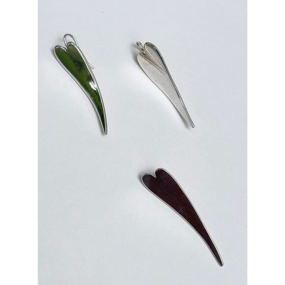 Minimalist 925 Sterling Silver Handcrafted Heart Set Earrings and Pendant - Picture 4 of 12